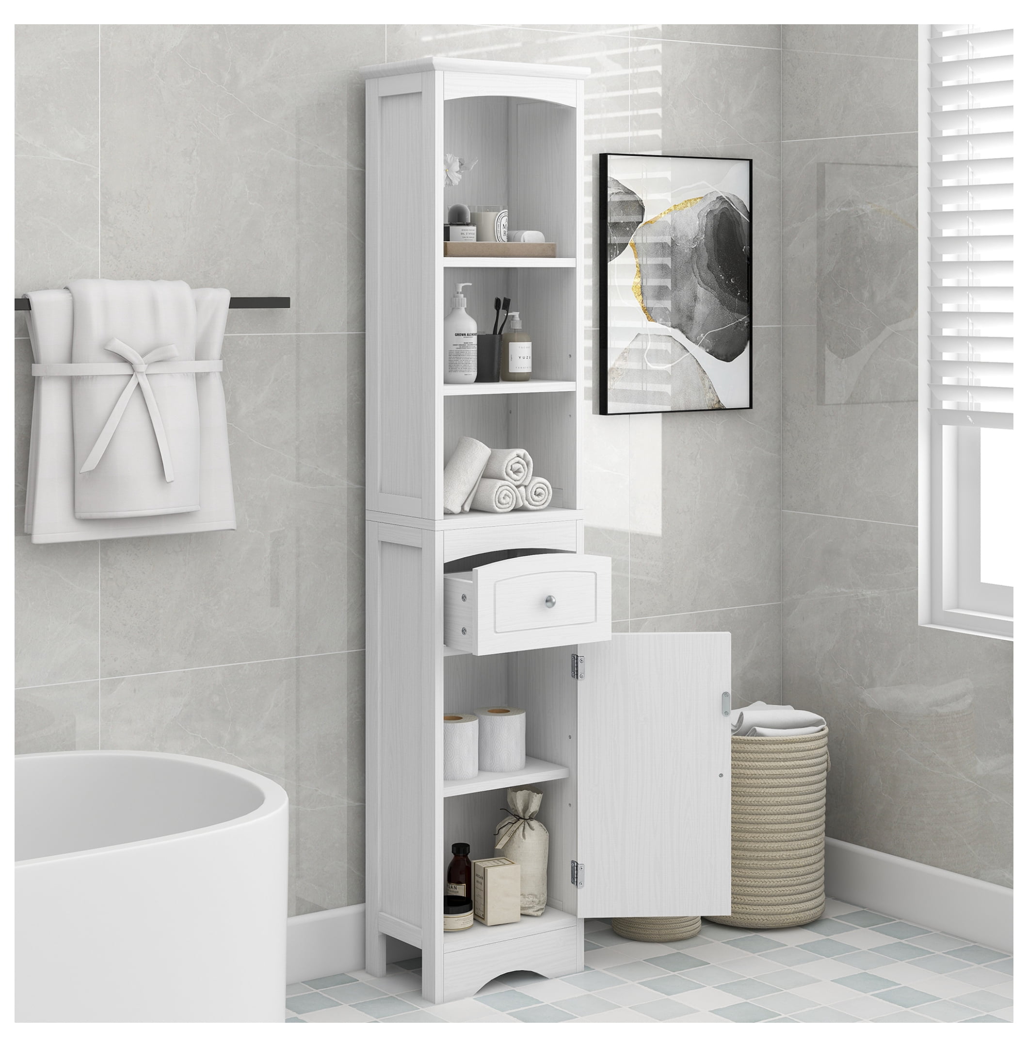 Tall White Bathroom Cabinet