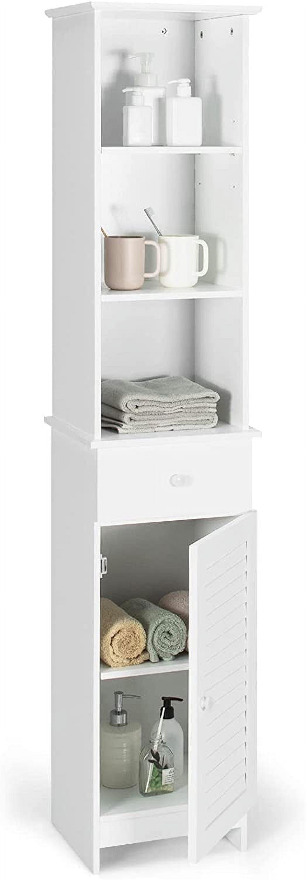 Elegant Tall Bathroom Storage Cabinet with Adjustable Shelves