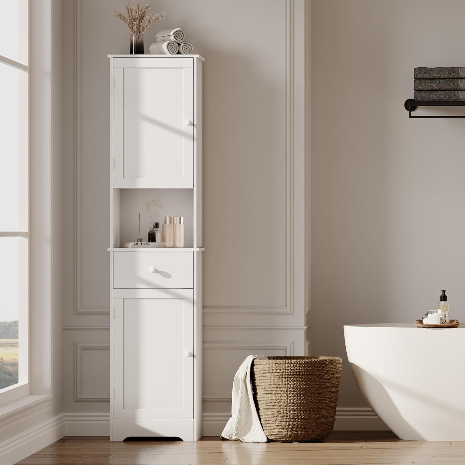 Tall White Bathroom Cabinet