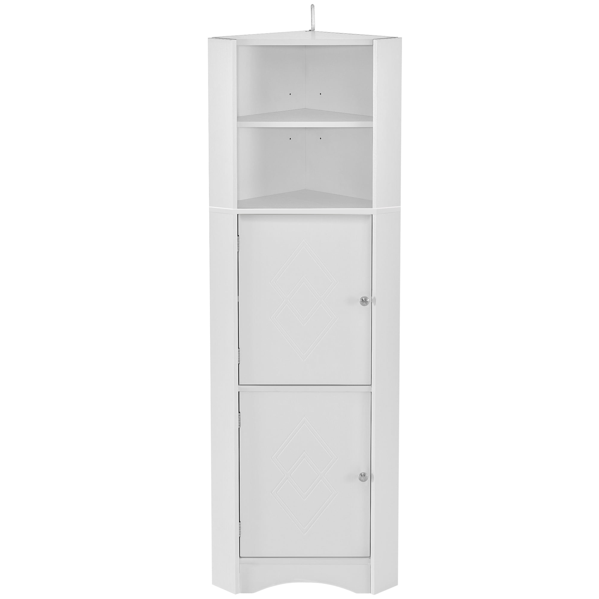 Tall Bathroom Corner Freestanding Storage with Doors