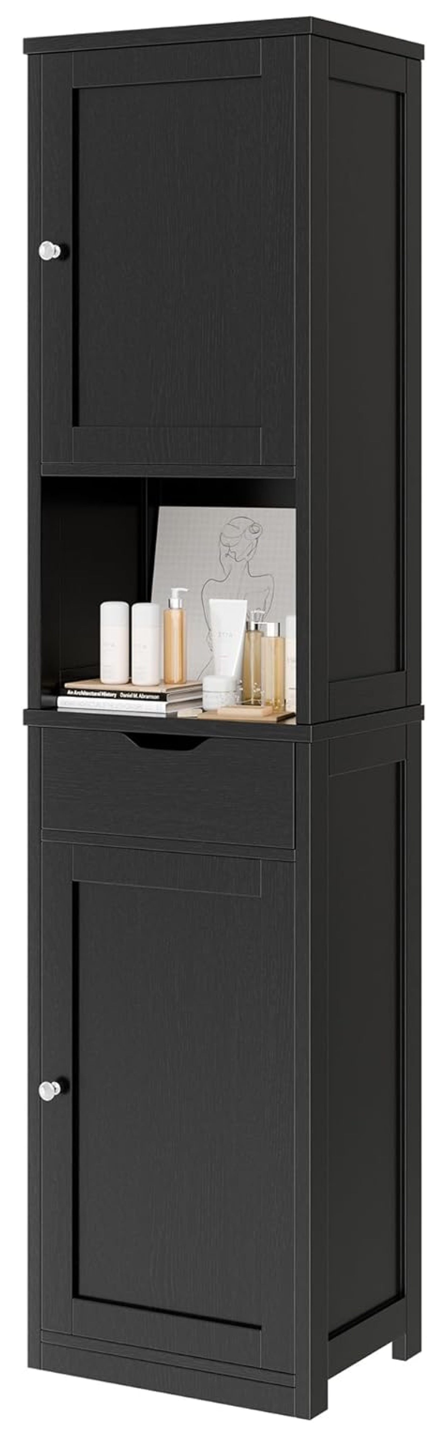 Tall Bathroom Storage Cabine, 64”H Freestanding Storage Pantry