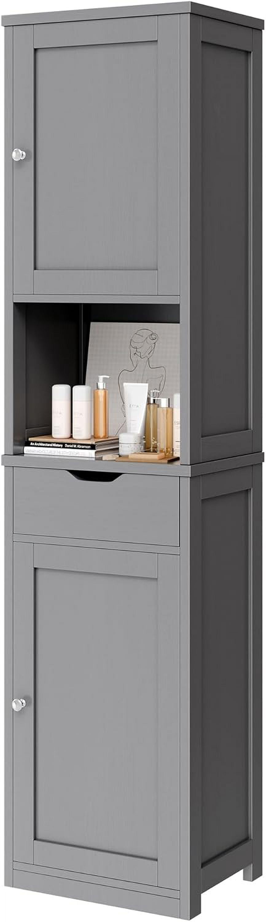 Tall Bathroom Storage Cabine, 64”H Freestanding Storage Pantry