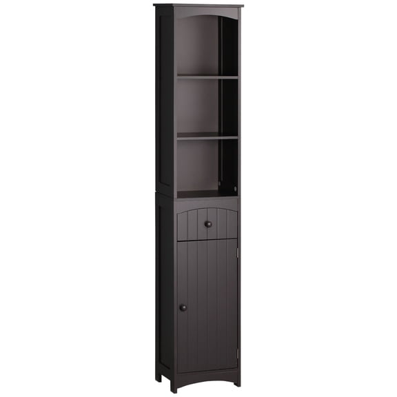 Tall Bathroom Storage Cabinet | Adds Storage in Bathroom Corners | MDF Frame for Sturdy Build | Keeps Items Dry with Elevated Base