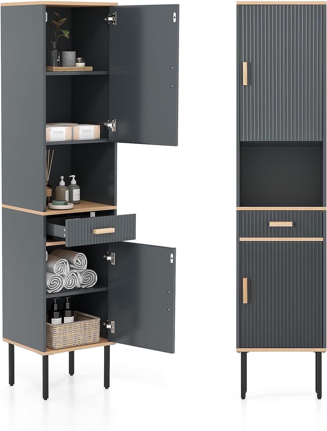 Tall Bathroom Storage Freestanding Storage with Double