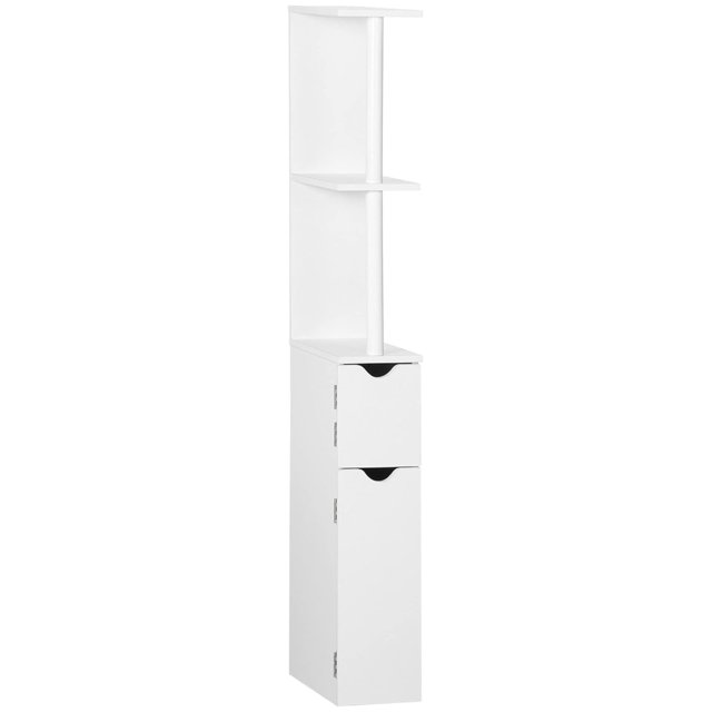 Tall Bathroom Storage Freestanding Linen Tower with 2 Open