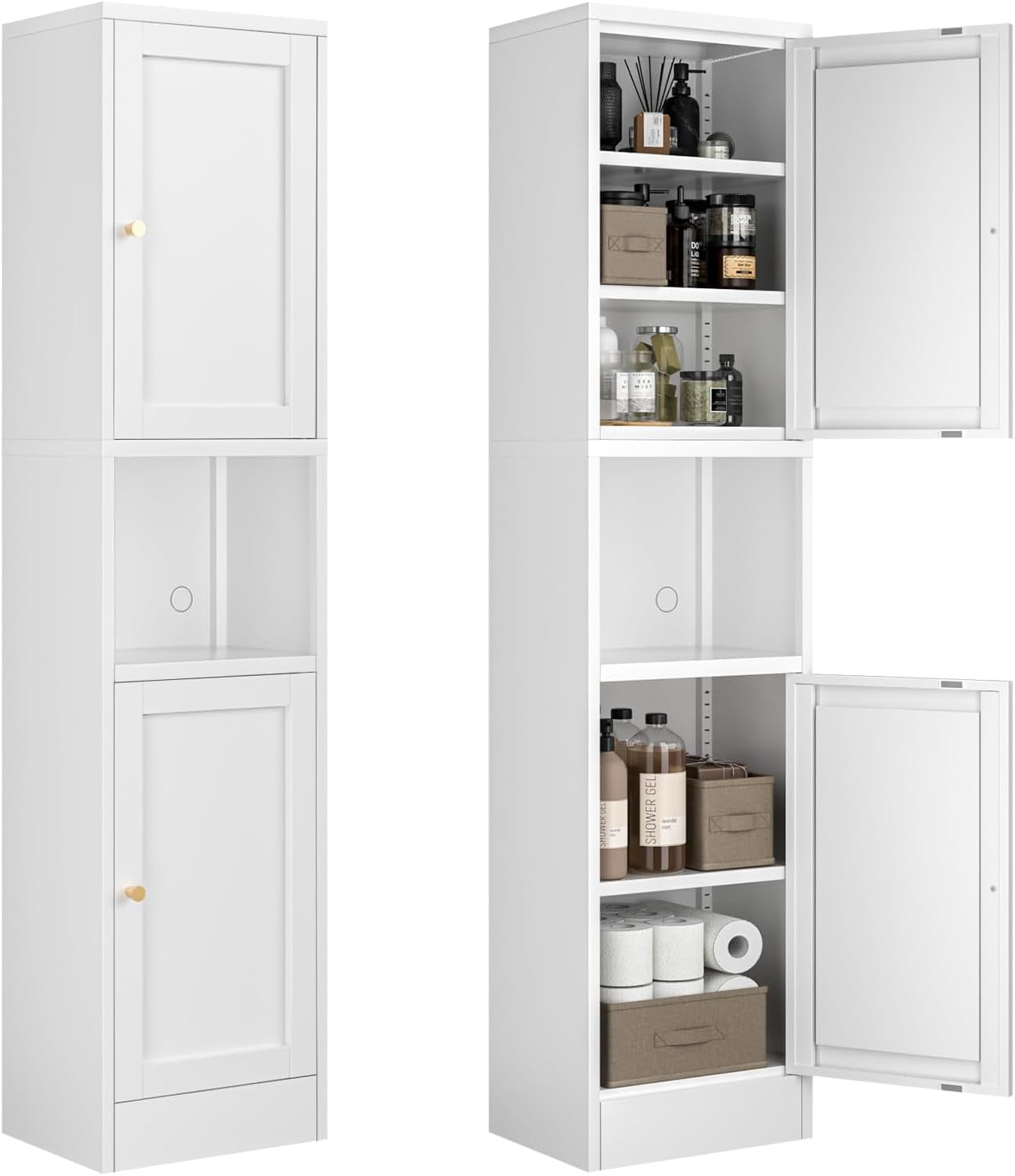Tall Bathroom Storage Cabinet,Slim Tall Metal Cabinet with Open ...