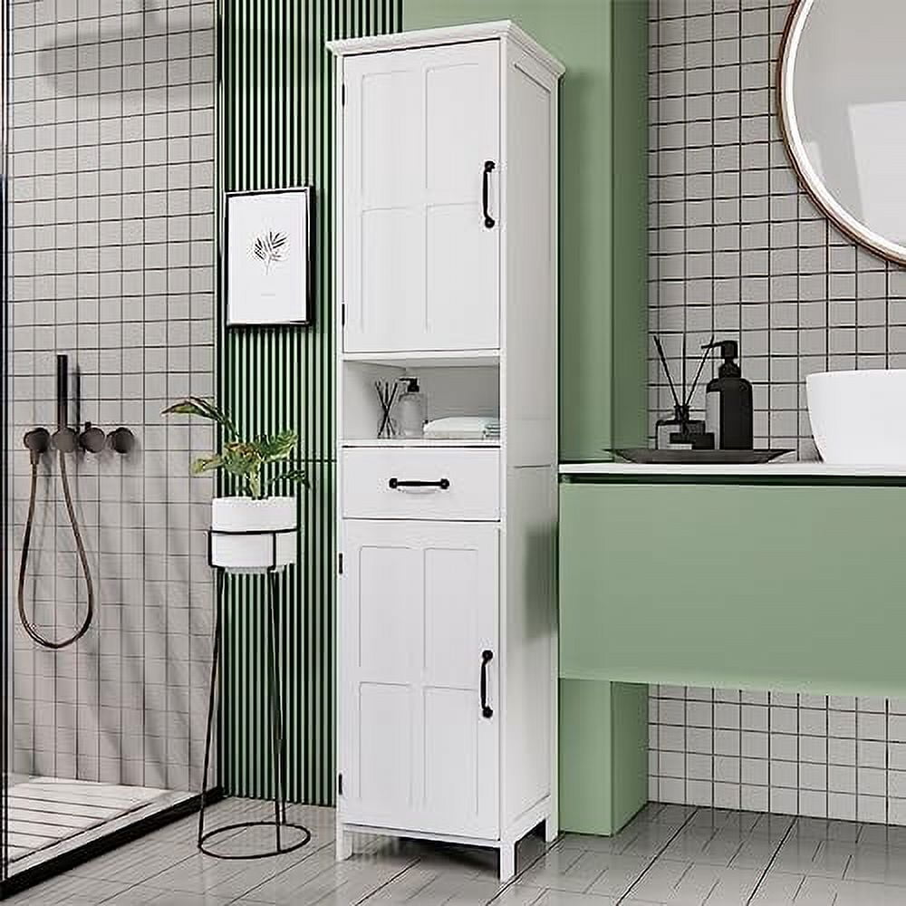 Tall Bathroom Storage Cabinet, White Bathroom Cabinets Freestanding ...