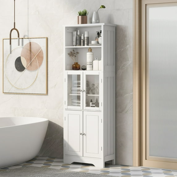 Tall Bathroom Storage Cabinets With Doors & Shelves Freestanding Storage Cabinet For Bathroom Living Room Office 64"x21.5"x10.6"