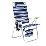 High Back Beach Chair for Adults with Drink Holder - Reclining 17 Inch Seat Height | High Off Ground | 250 lbs Capacity