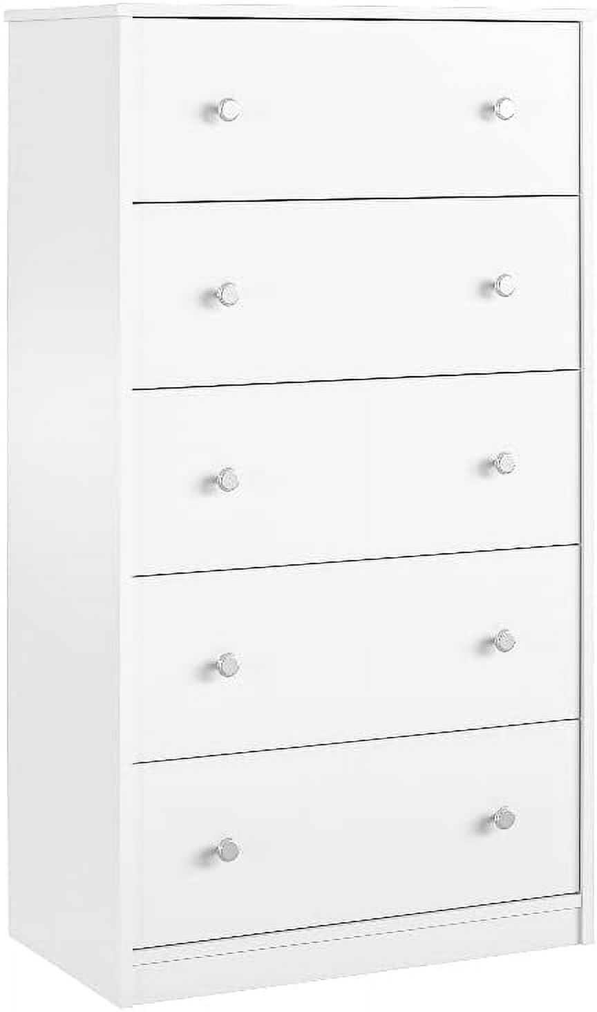 Tall Bedroom 5 Drawer Chest Dresser, Storage Organizer In White ...