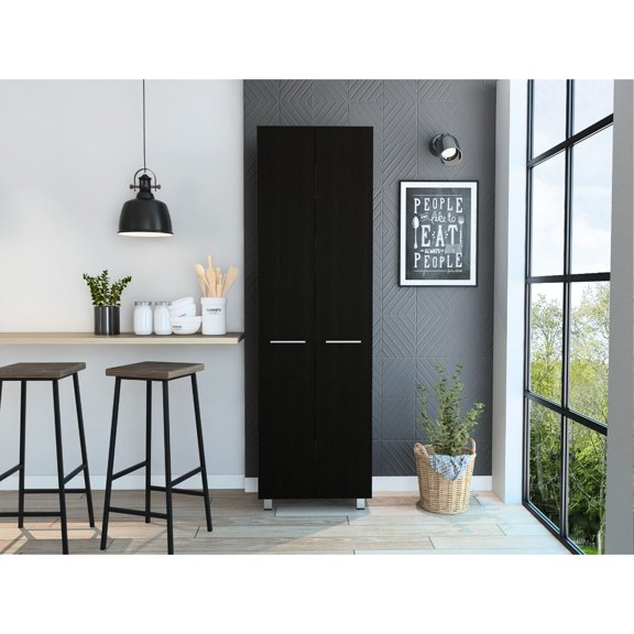 Tall Black Cabinet | Bedroom Modern Decor | Particle Board Build | Five Spacious Storage Areas