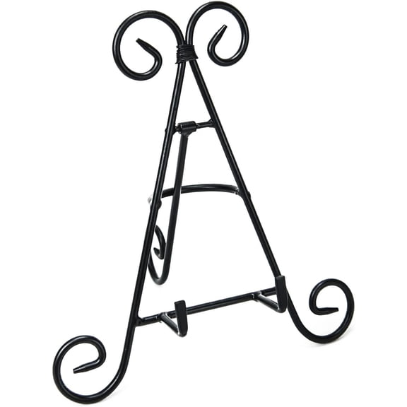 Tall Black Iron Curve Design Adjustable Display Stand for Photo Picture Albums, Home Decoration, Fine China Plates, Arts & Crafts Showcase (12")