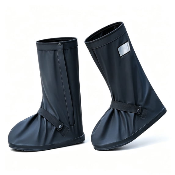 Tall Black Rain Overshoes, Extra Thick PVC Wear Resistant Boot Cover with Elastic Top for Hiking Walking, Mud Proof Protector for Garden Trail