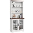 thumbnail image 1 of Tall Bookshelves, 5 Tiers Bookcase 72 inch Floor Standing Organizer and Storage, White Color and Brown Board Design Fits Mordern Vintage Farmhouse Decor Home Office Living Room, 1 of 6