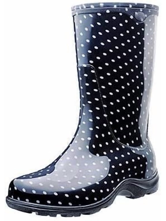 Tall Boot Polka Dot - Black Pull-On Rubber Sole - Women's 7 Residential Use, Standard Application
