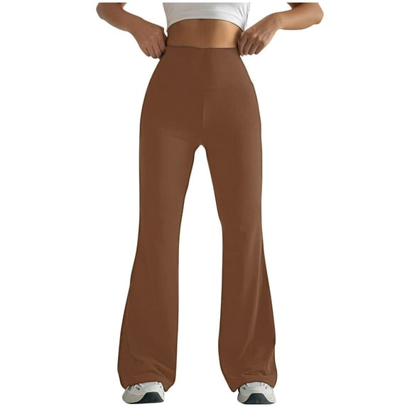 Tall Bootcut Yoga Pants For Women Yoga Pants Solid Color Tight Fitting Hip Shaping Basic Flared Pants Yoga Pants Brown XL