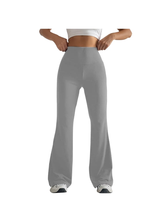 Tall Bootcut Yoga Pants For Women Yoga Pants Solid Color Tight Fitting Hip Shaping Basic Flared Pants Yoga Pants Gray L