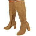 thumbnail image 1 of Tall Boots for Women Fashion Casual Winter Knee-High Boots Solid Color Pointed Side Zipper Thick Heel High Heel Shoes for Women Mid-Calf Boots Soft Casual Shoes Comfortable Long Boot, 1 of 9
