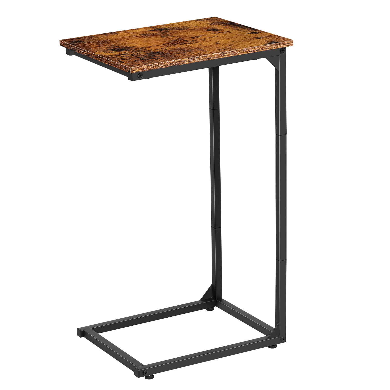 Tall C‑Shaped Side Table, 27.5 Inch Easy‑Assembly C Table for Sofa and Bedside, Single Pack Brown