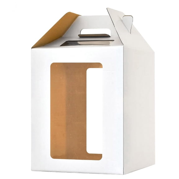 Tall Cake Boxes,TGY 1pcs 10x10x12 Inches Tall Cake Carrier with Window,Large Tiered Cake Box Durable White Bakery Box Disposable Cake Containers for Wedding Birthday Transport