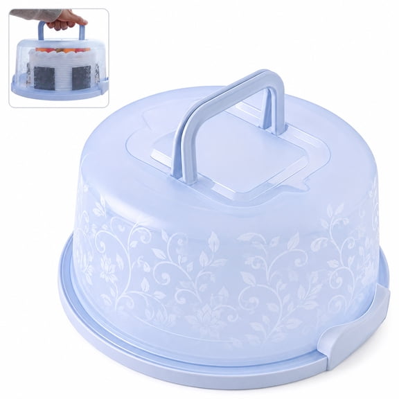 Tall Cake Carrier Transparent Plastic, Portable Holder with Handle, Lid Included for Multi-Layered Desserts, Birthdays, PP Build