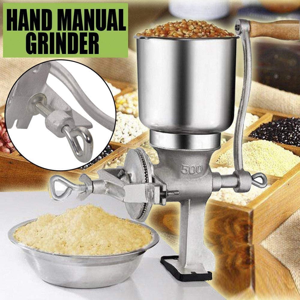 Tall Cast Manual Iron Mill Grinder Hand Crank Grains Oats Corn Wheat