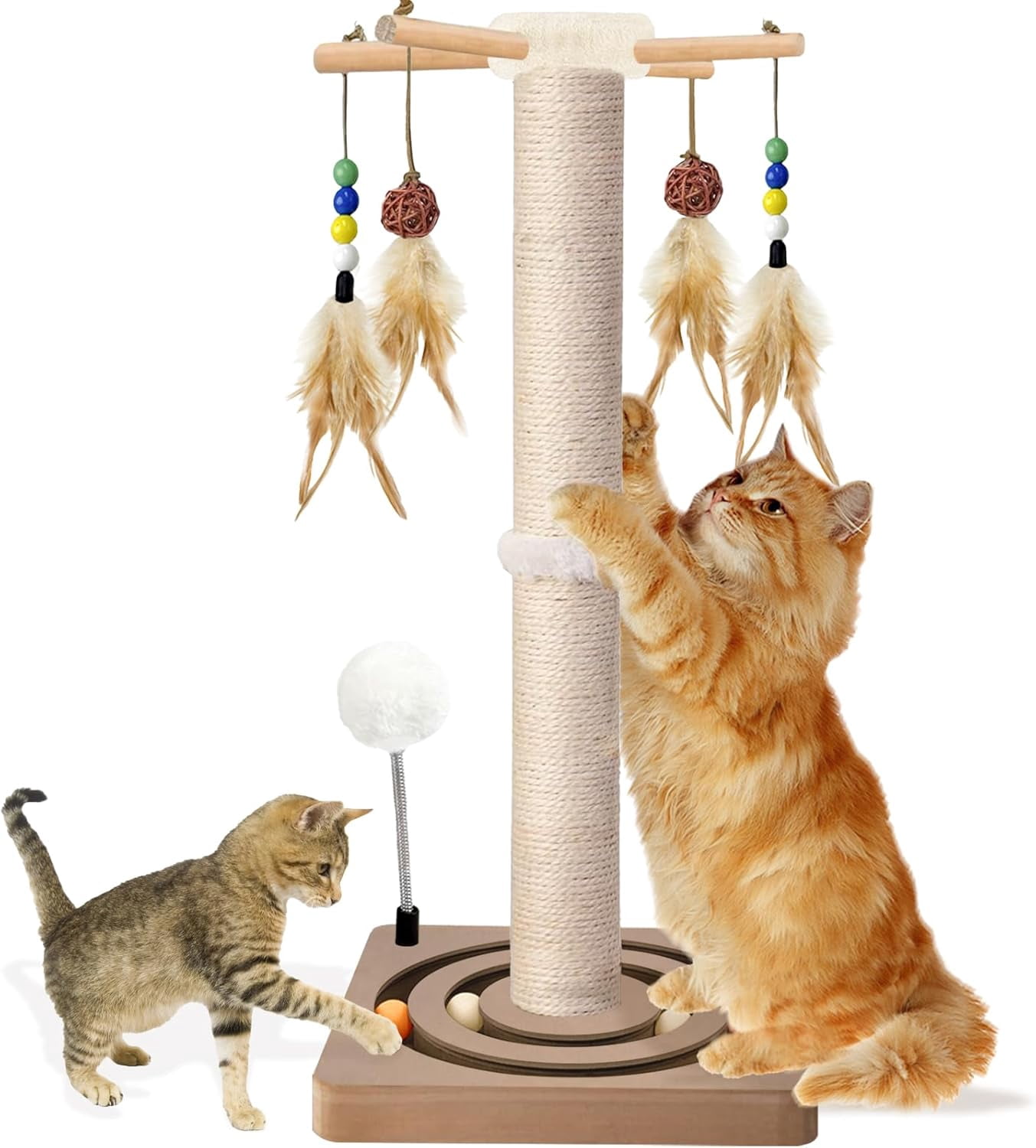 Curated visual reference: Fresh Look at Tall Cat Scratching Post 33 Inch Sisal Scratcher With Hanging