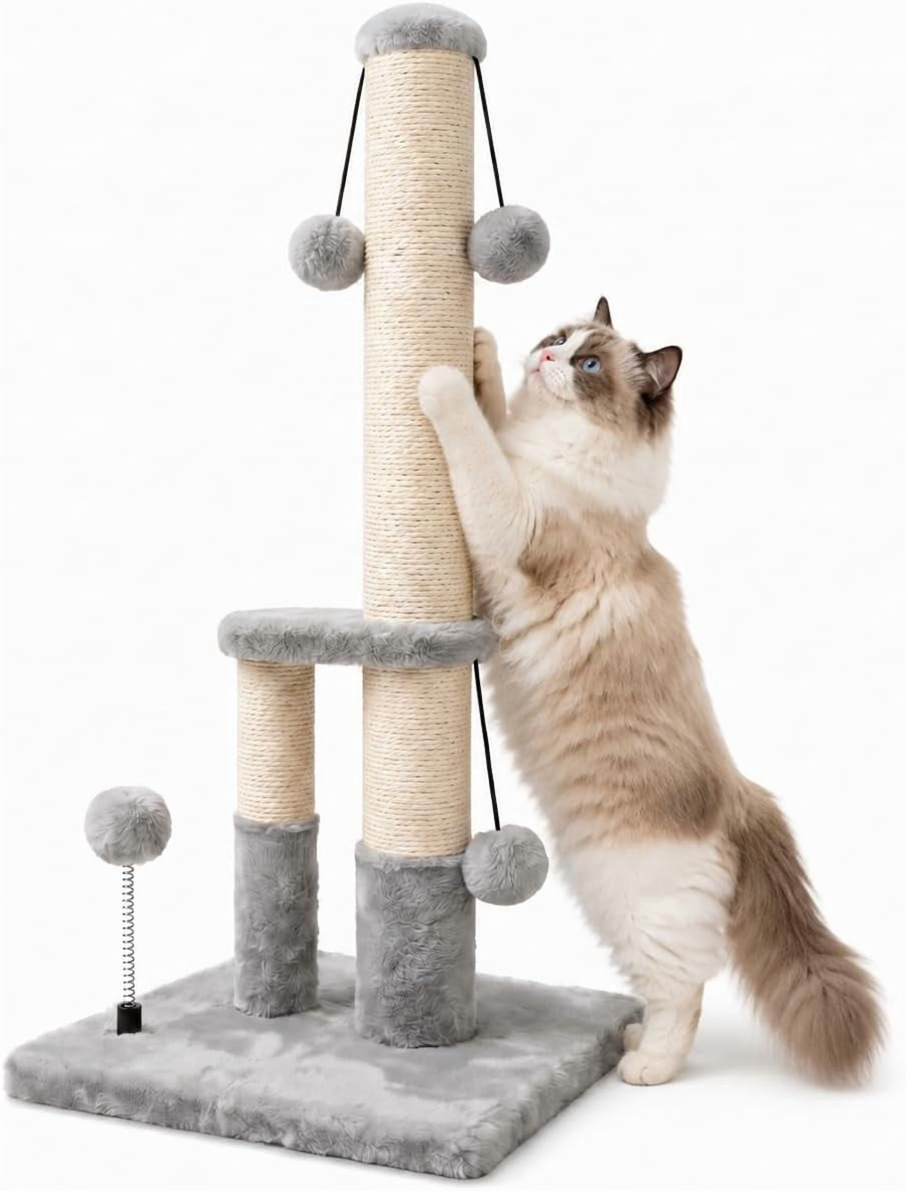 Tall Cat Scratching Post, Double Lower Posts Extra Stable Cat Post Tree ...
