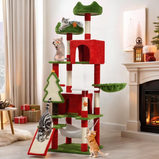 Tall Cat Tree Tower for Indoor Cats, 75in MultiLevel Cat Climbing