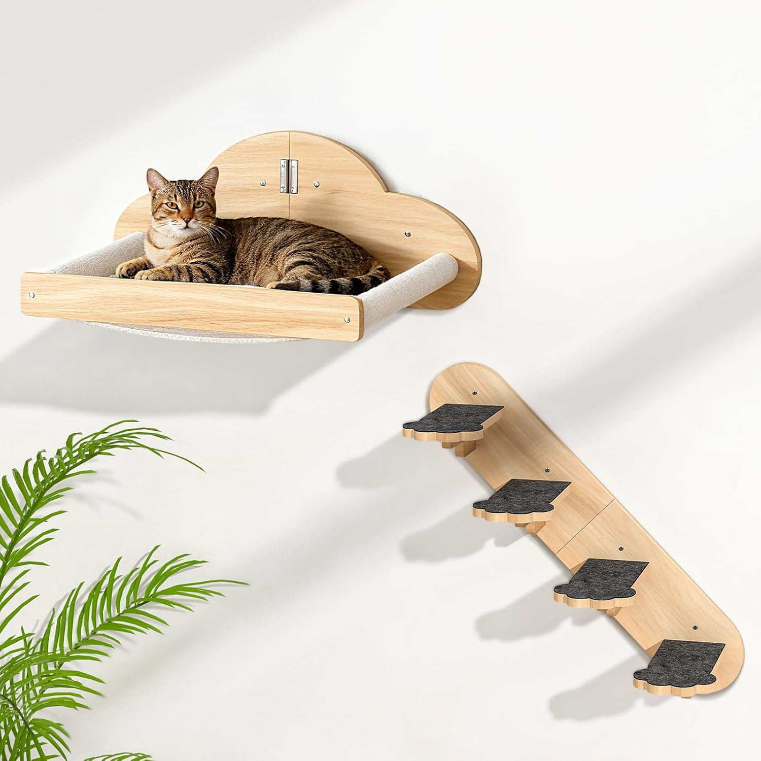 Tall Cat Tree Wall Mounted for Large Cats, 82-inch Corner Scratching Post with Toys, Ceiling-to-Floor Cat Tower and Play Shelf for Sleeping Lounging Perching