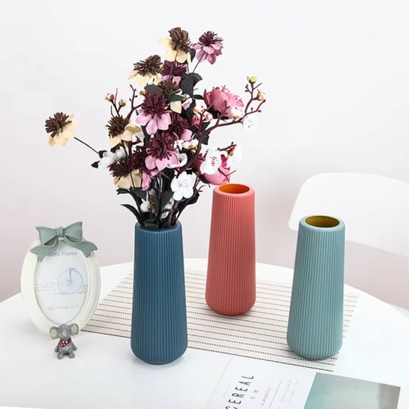 Tall Ceramic Vase, Vase Decor, 9.5*23cm, Navy Blue Living Room Decor, Ribbed Finish, Entryway Display, 1 Pc