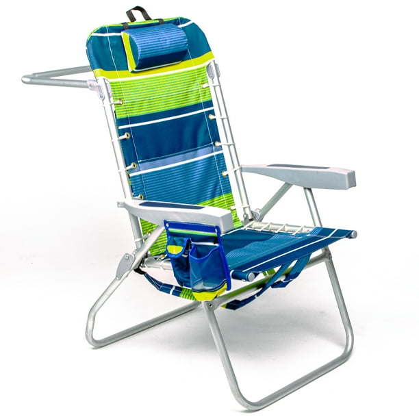 (Tall Chair) Homevative Folding Backpack High Beach Chair, Towel bar