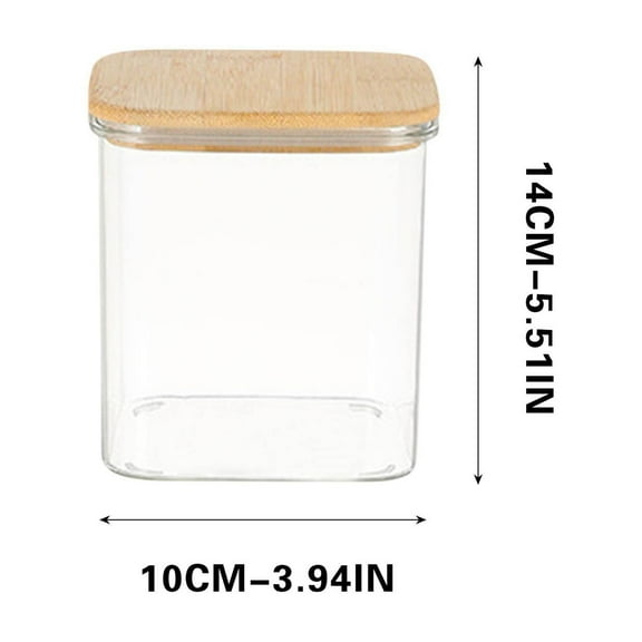 Tall Clear Airtight Food Storage Jar with Wood Lid | Spaghetti & Pasta Container | Pantry Organization | Stackable Kitchen Storage for Grains, Cereals, Flour & Dry Goods | 1-Pack