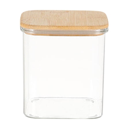 Tall Clear Airtight Food Storage Jar with Wood Lid - 1-Pack Spaghetti Pasta Container for Kitchen Pantry, Stackable Plastic Grain & Cereal Organizer