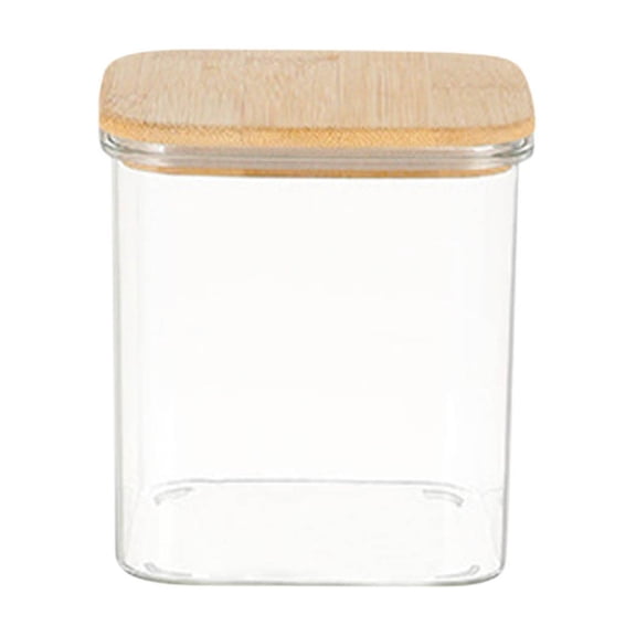 Tall Clear Airtight Pasta Storage Container With Sealing Wood Lid For Kitchen Pantry | Food-Grade Plastic Spaghetti Jar | Space-Saving Dry Food Canister For Grains, Rice, Flour & Cereal, 1 Pack