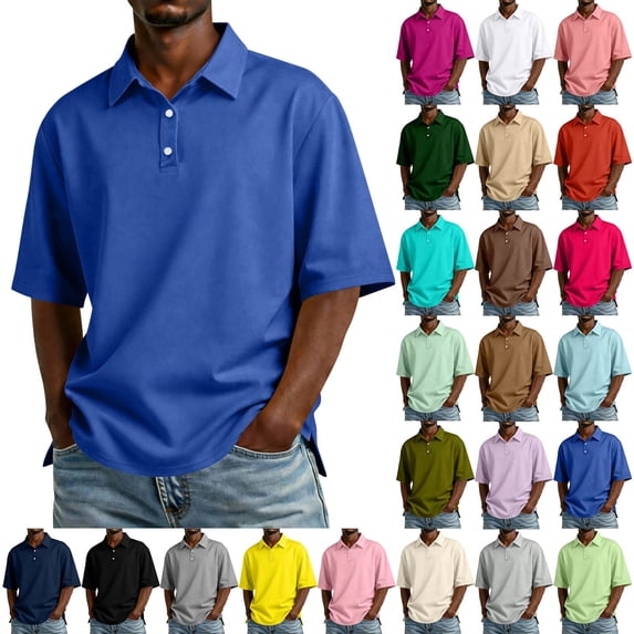 Tall Collared polo shirts Short Sleeve Shirt for Men , Casual Fit Top for Work, Tennis & Golf Blue XL