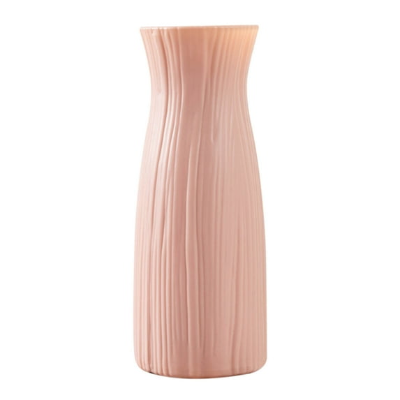 Tall Conic Flower Vase, Ceramic-Look Plastic Decorative Vase, for Home Living Room Dining Wedding Bouquet Decor (Pink)