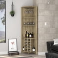 thumbnail image 1 of Tall Corner Bar Cabinet, Wooden Corner Coffee Wine Bar Unit with Built-in Wine Rack Cabinet Station with 8-Bottle & 5-Shelf, Wood Kitchen Pantry Storage Cabinet (Beige), 1 of 7