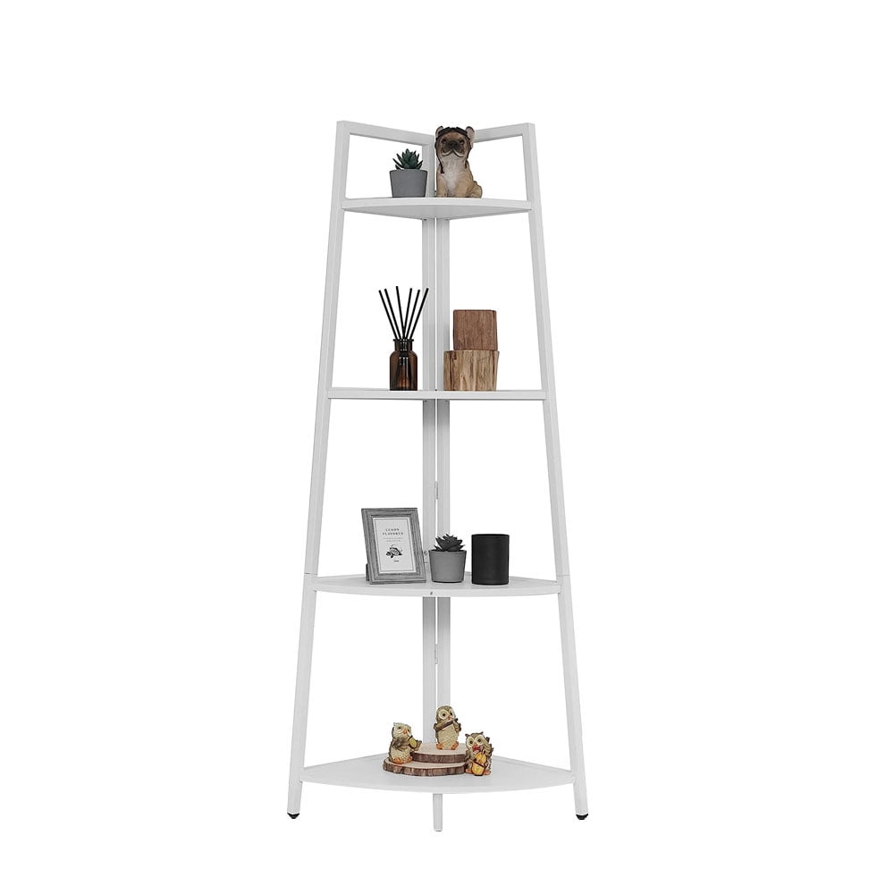 Tall Corner Bookshelf, 4Tier Bookcase Storage Shelf with Multilayer