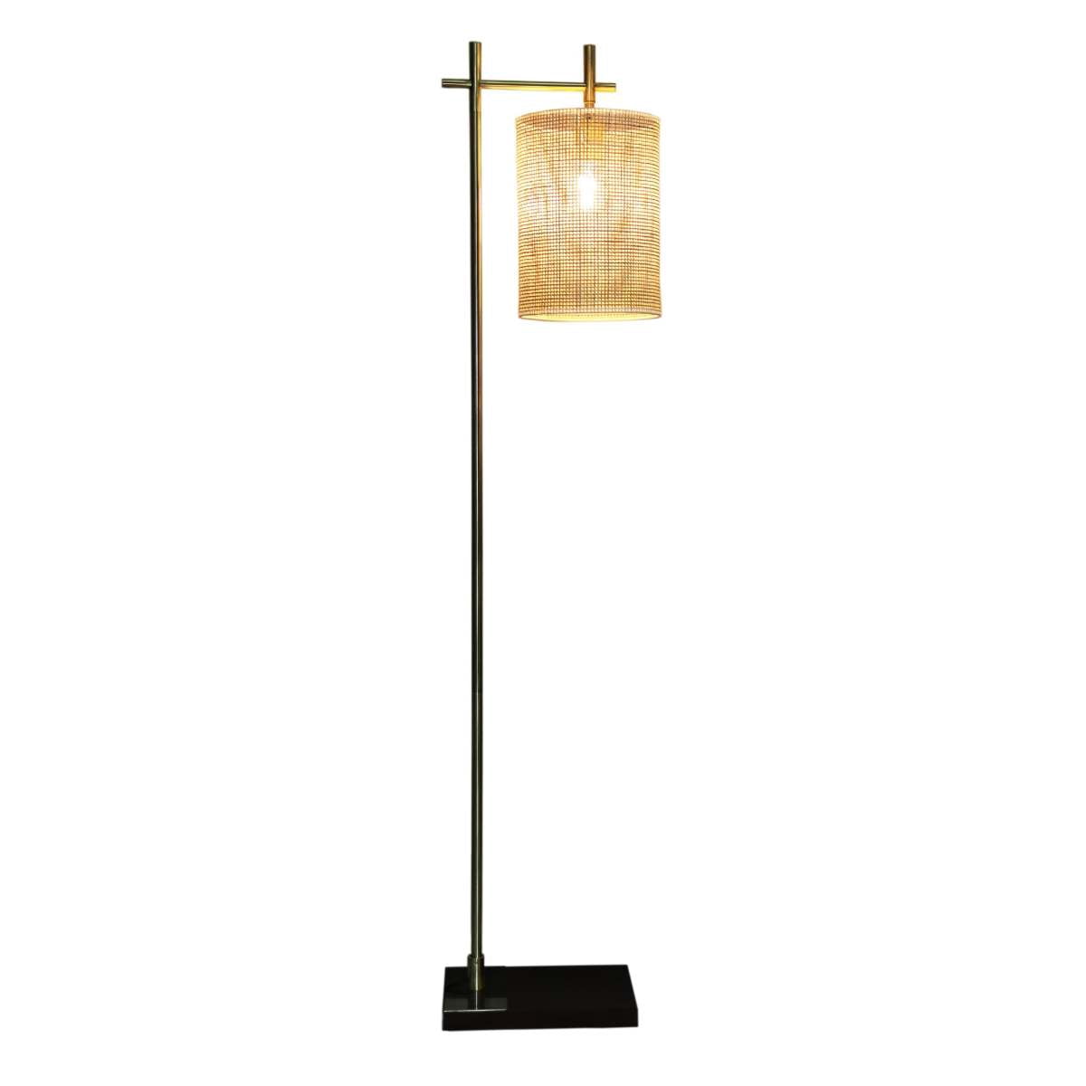 Tall Corner Floor Lamp, Standing Light for Living Room, Bedroom & Office Space Illumination Brizo Bamboo Lampshade Floor Lamp Dark brown and Bronze 110V