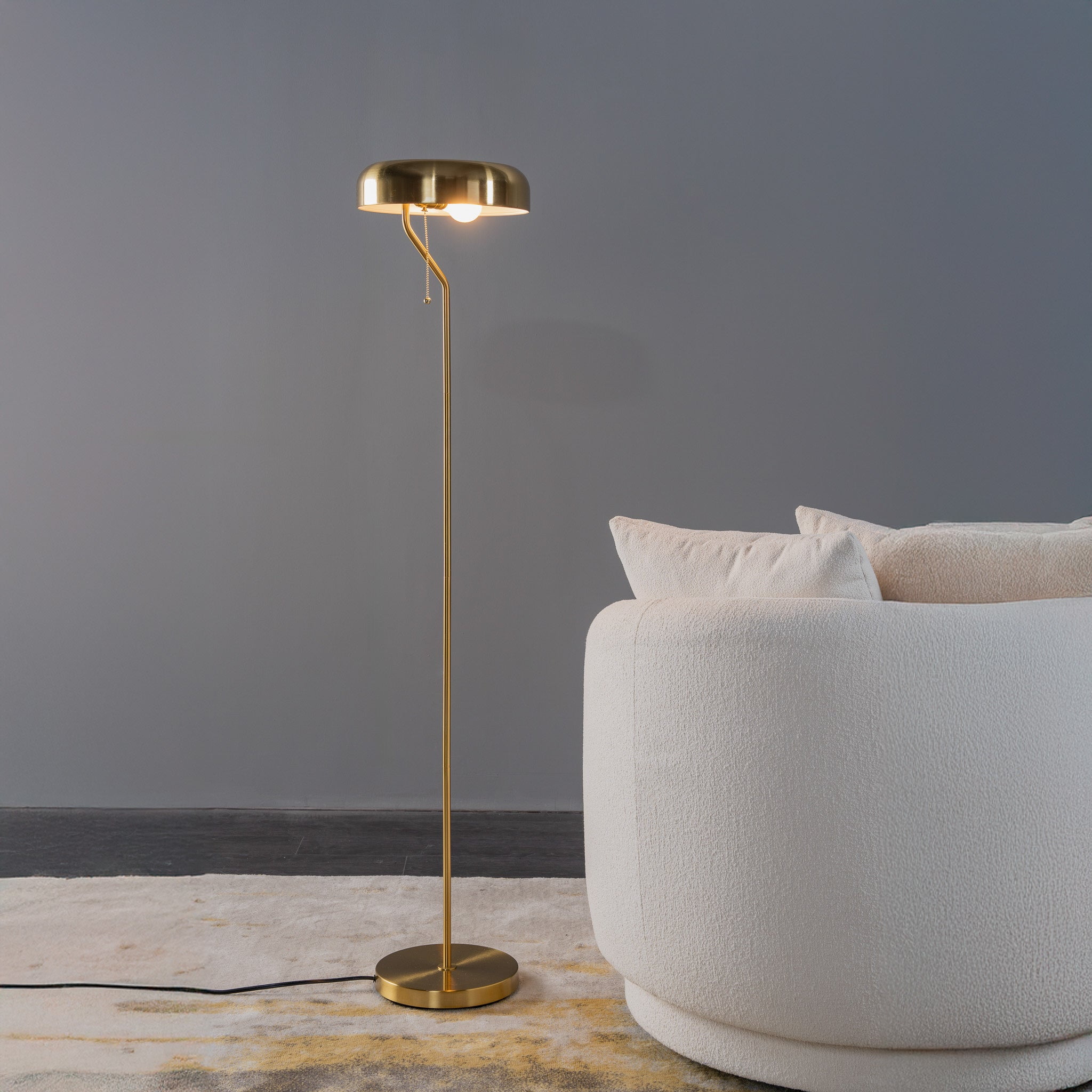 Tall Corner Floor Lamp for Living Room, Bedroom & Office Space Illumination, Spectra Floor Lamp - Gold outer and White inner 110~120V