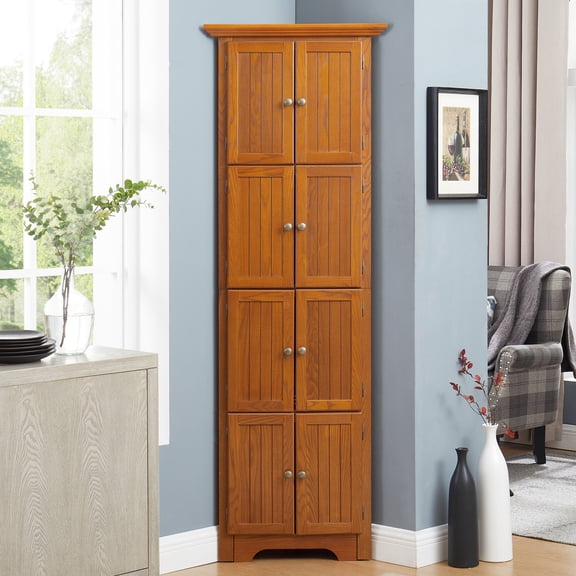 Tall Corner Storage Cabinet - Create a Serene Kitchen Environment