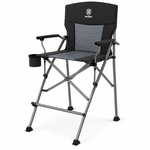 Tall Director Chair, 31" Seat Height, Foldable Alloy Steel Camping Chair with Carry Bag, Black