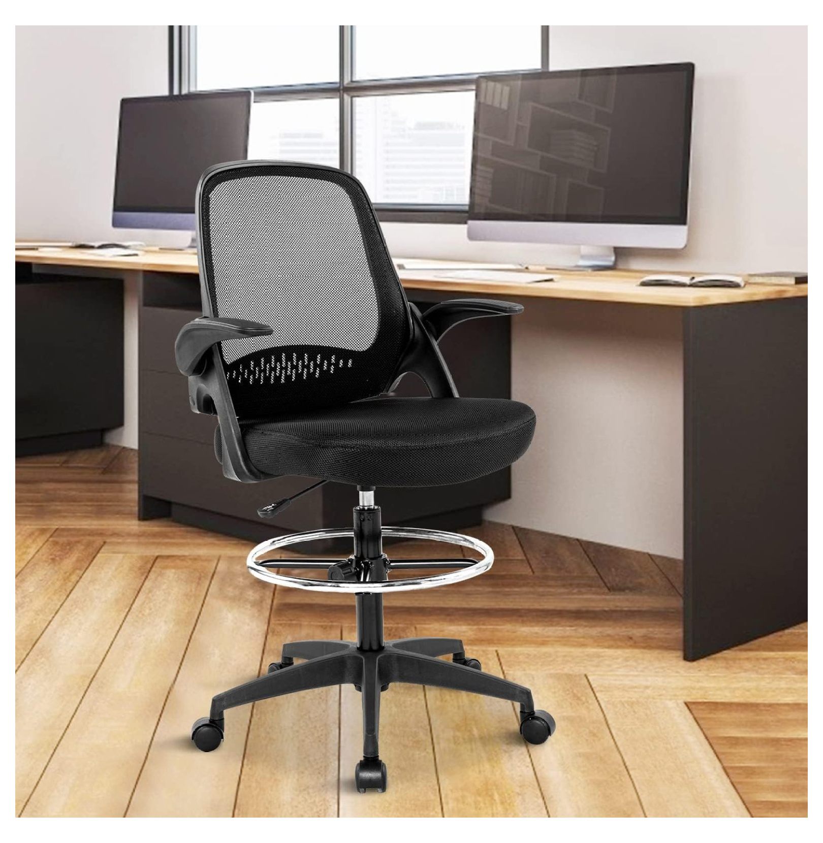 Tall Drafting Chair Mesh Drafting Stool for Standing Desk, Adjustable