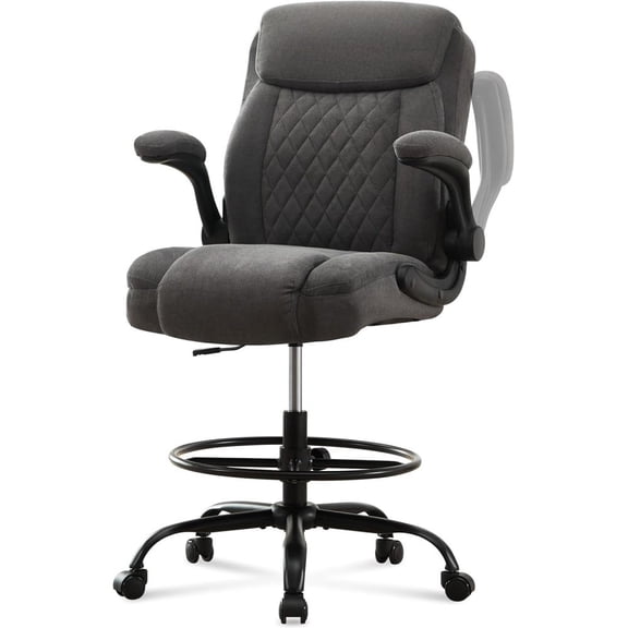 Tall Drafting Chair for Standing Desk, Height Adjustable Counter Height Office Chair with Foot Ring, Gray