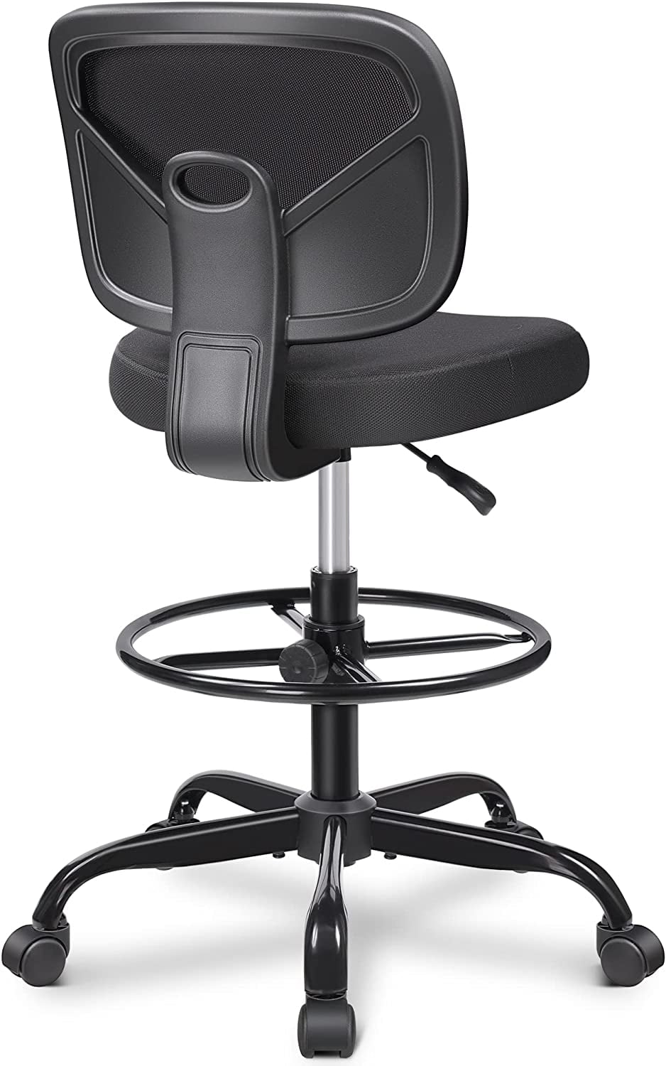 Tall Drafting Desk Chair - Armless, Adjustable Height, Mesh Back, Rolling, Standing Desk Chair for Art Room, Office or Home