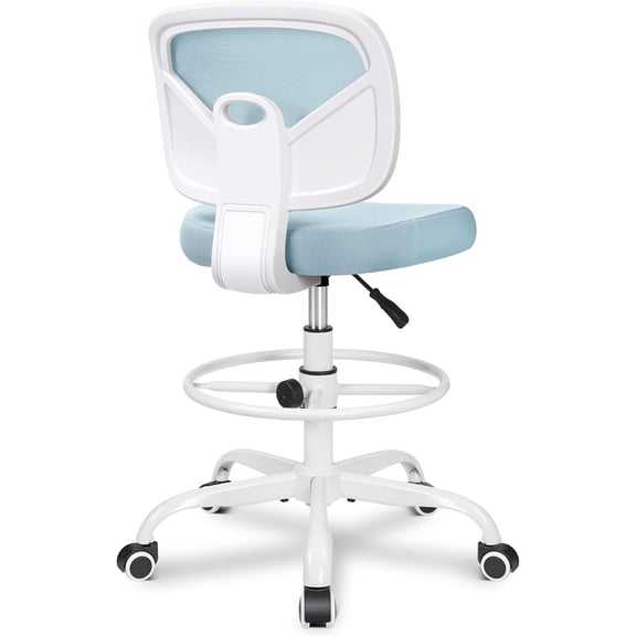 Tall Drafting Desk Chair - Armless, Adjustable Height, Mesh Back, Rolling, Standing Desk Chair for Art Room, Office or Home