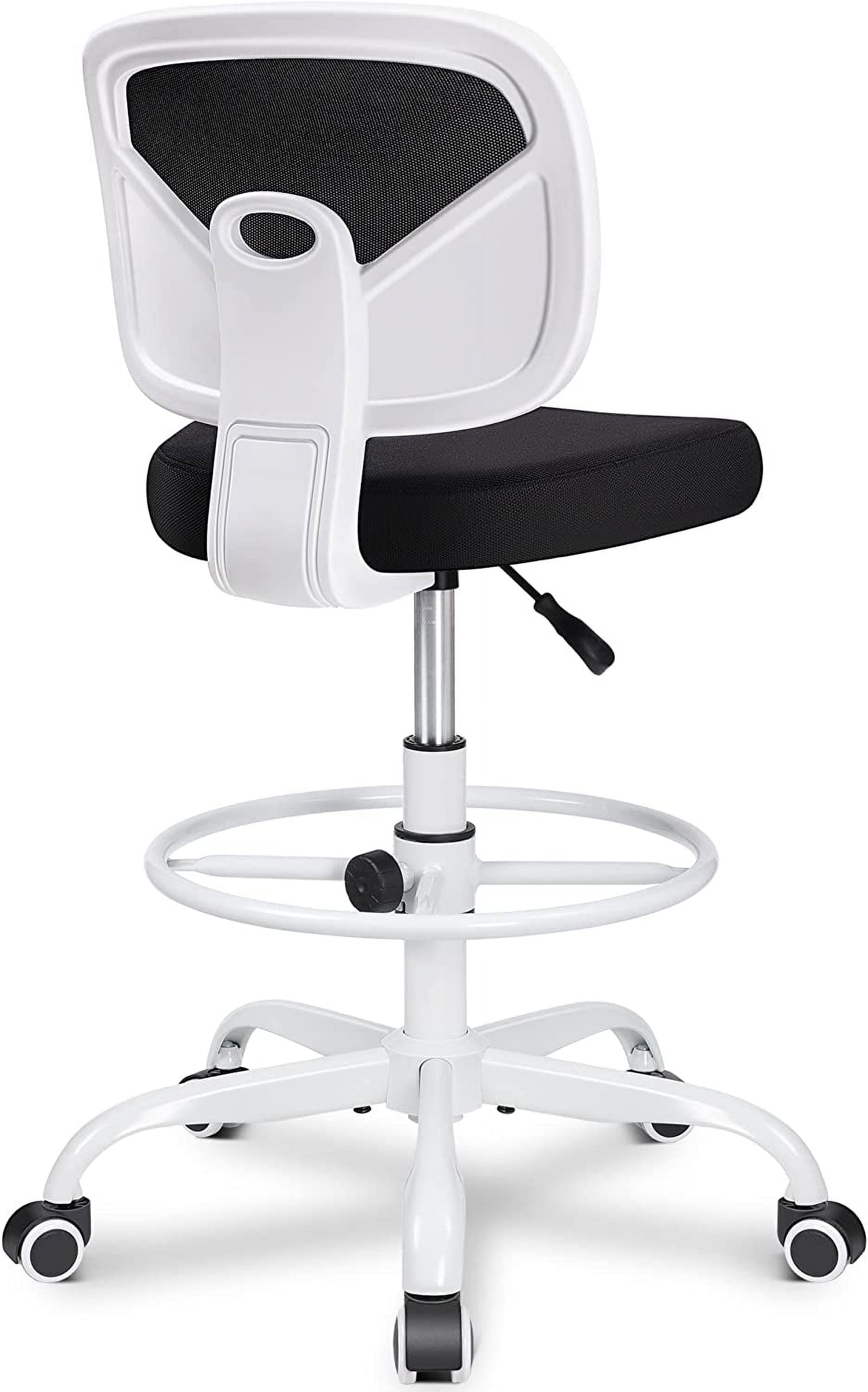 Tall Drafting Desk Chair - Armless, Adjustable Height, Mesh Back, Rolling, Standing Desk Chair for Art Room, Office or Home
