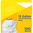 thumbnail image 1 of Tall Drawstring Trash Bags, 13 Gal, 100 Ct (Pack May Vary), 1 of 5