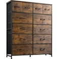 thumbnail image 1 of Tall Dresser for Bedroom with 12 Drawers, Chests of Drawers, Fabric Dresser for Bedroom, Closet, Fabric Storage Dresser with Drawers, Steel Frame, Rustic Brown Wood Grain Print, 1 of 19